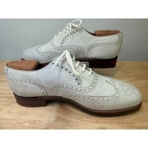 Stuart's Choice Made in England White Leather Brogue Dress Shoes Size 8.5. JL